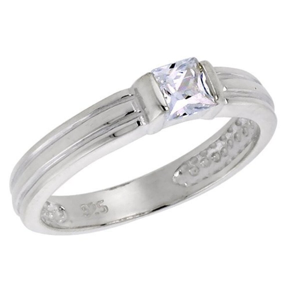Color square Princess Solitaire Engagement Ring